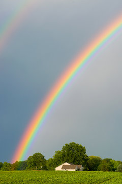Beautiful rainbow over an Indiana farm