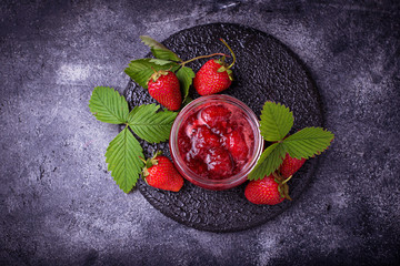 Strawberry jam in jar