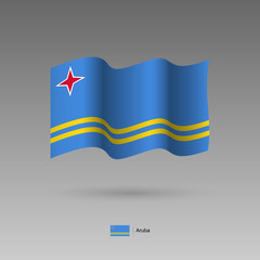 Aruba flag. Official colors and proportion correctly. High detailed vector illustration. 3d and isometry. EPS10