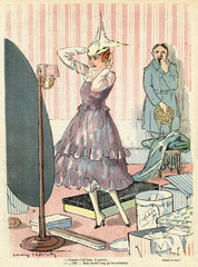 Cartoon  Trying on a new hat  WW1. Date: 1916