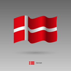 Denmark flag. Official colors and proportion correctly. High detailed vector illustration. 3d and isometry. EPS10