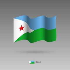 Djibouti flag. Official colors and proportion correctly. High detailed vector illustration. 3d and isometry. EPS10