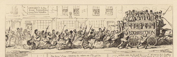 Plakat Cruikshank - Run for Bus. Date: 1851