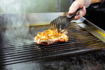 Grilled meat. Juicy steak from beef - soft focuse