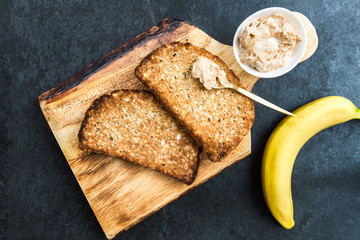 Toasts from Wholewheat Bread with Peanut Butter