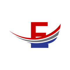 initial letter E logo swoosh wing new