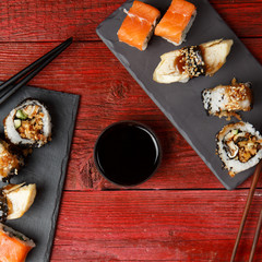 Rolls served at red table