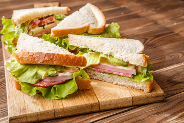 Bread with salad and sausage