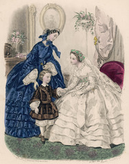 Fototapeta na wymiar Wedding Dress - 1860. Date: 1860
