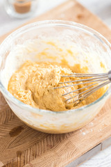 MIxing baking ingredients in a bowl