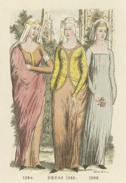 Costume - Women 1390s. Date: 1386 - 1399