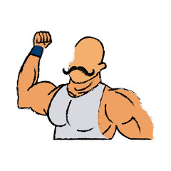 circus strong man mustache muscle vector illustration