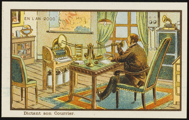 Futuristic dictation machine. Date: 1899