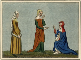 Three 14th century Ladies. Date: 14th century