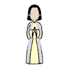 saint virgin mary holy religious image cartoon vector illustration