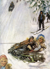 Fototapeta premium Overturned Sledge 1905. Date: 1905