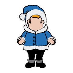 character man carols singer at a winter clothes vector illustration