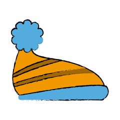 winter knitted hat with pompon sketch style winter accessory vector illustration