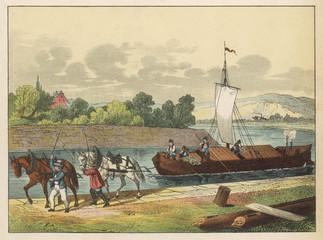 Horses Tow Barge. Date: circa 1880