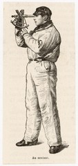 Fototapeta na wymiar Using a Sextant. Date: circa 1880