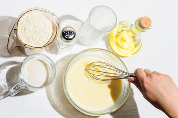 Cooking pancakes, blini