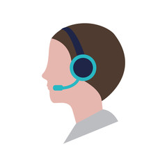 man with headset icon over white background customer service concept colorful design vector illustration