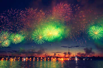 Colorful fireworks in St. Petersburg.