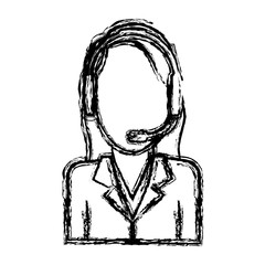 woman with headset icon over white background customer service vector illustration