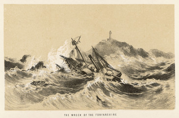 Naklejka premium Forfarshire Shipwreck. Date: 7 September 1838