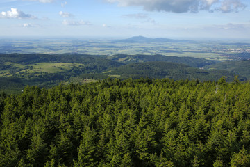 Owl Mountain Landscape seen from Big Owl peak, Lower Silesian, Poland