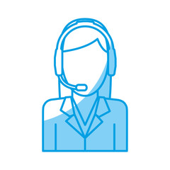 woman with headset icon over white background customer service vector illustration