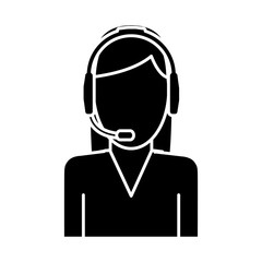 woman with headset icon over white background vector illustration