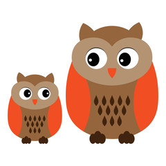 Vector Cute Cartoon Owls. Owls clipart. Baby Owl Vector Illustration.  