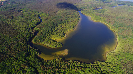 Aerial view of the lake's in Masuria District, Poland - obrazy, fototapety, plakaty