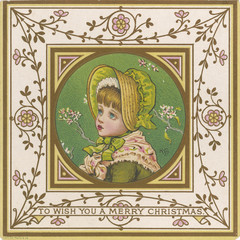 Little Girl in Bonnet on a Square Border- 2 of 2. Date: circa 1880