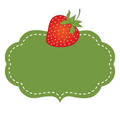 Vector Green Frame with Strawberry. Vector Strawberry. 