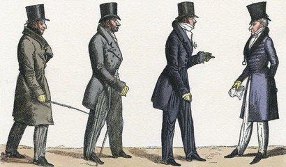 Male Type - 4 Dandies - 1820. Date: 1820s