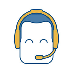 man with headset icon over white background colorful design vector illustration