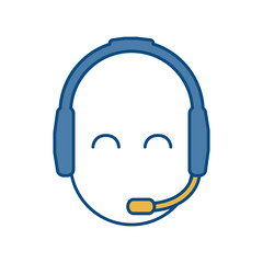man with headset icon over white background colorful design vector illustration