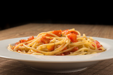 Spaghetti with diced tomatoes