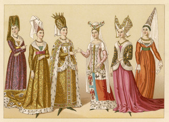 Mediaeval Headdresses. Date: 15th century