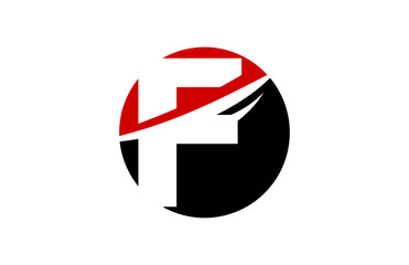 F Red Circle Swoosh Letter Logo