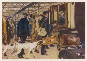 Scene at Euston Station. Date: 1909