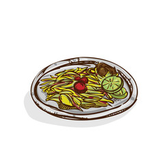 papaya salad drawing graphic object food