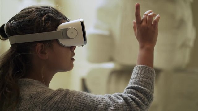 Woman Wearing VR Headset at museum