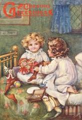 Obraz na płótnie Canvas Girls Open Xmas Stocking. Date: 1910