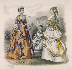 Fototapeta na wymiar Polonaise Dresses 1868. Date: 1868
