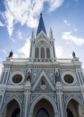 Fototapeta premium The old Catholic Church a white background. Thailand.