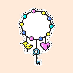 Colorful girl's bracelet. Cartoon vector illustration. Bijouterie sticker.