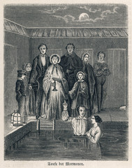 Mormon Baptism. Date: 1852 - obrazy, fototapety, plakaty